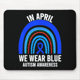 Alfombrilla De Ratón Arcoiris del autismo en abril usamos azul concienc
