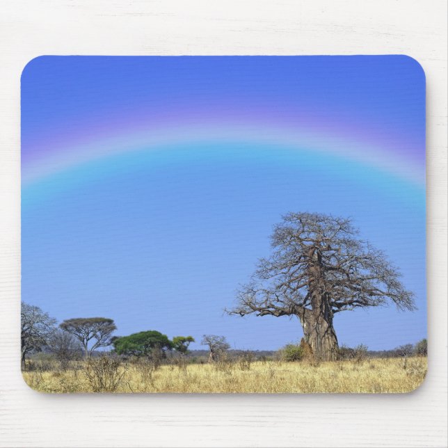 Alfombrilla De Ratón Arcoíris y baobab africano, Adansonia (Frente)