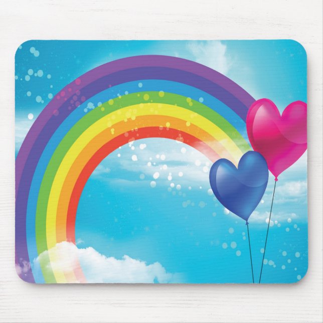 Alfombrilla De Ratón Arcoiris y corazones (Frente)