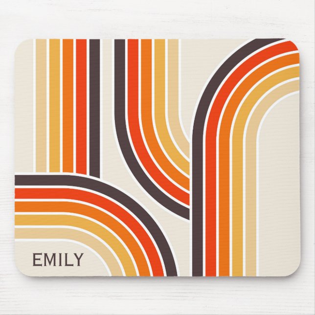Alfombrilla De Ratón Arcos y líneas retro coloridos (Frente)