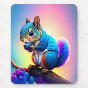 Alfombrilla De Ratón Ardilla Azul Comiendo Una Fruta-323232