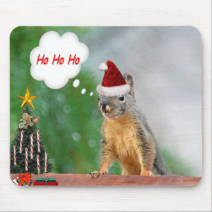 Alfombrilla De Ratón ¡Ardilla de las Felices Navidad que dice Ho Ho Ho