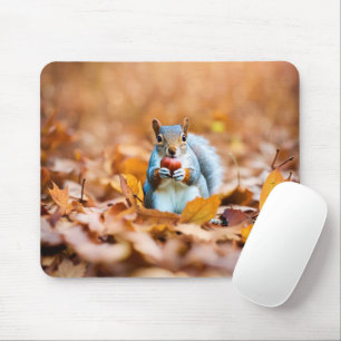 Alfombrilla De Ratón Ardilla De Otoño Con Acorn