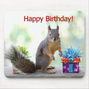 Alfombrilla De Ratón Ardilla del feliz cumpleaños