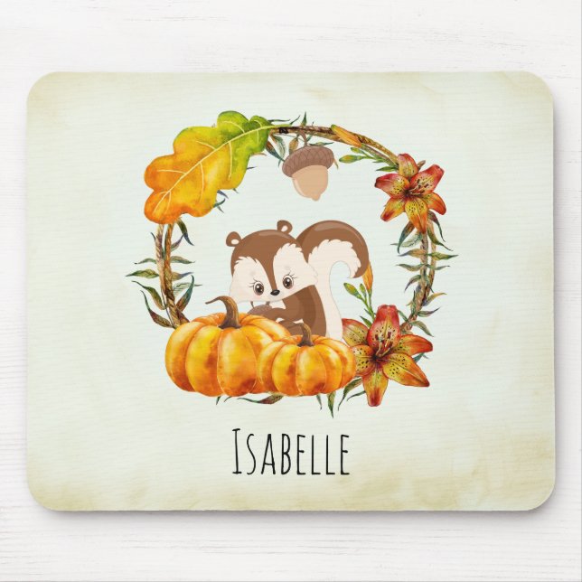 Alfombrilla De Ratón Ardilla en floral cae en Rusia (Frente)