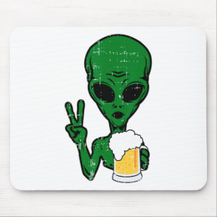 Alfombrilla De Ratón Area-51 Cerveza Alien Signo de paz Lazy Bebe Hallo