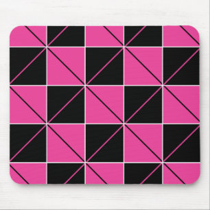 Alfombrilla De Ratón Argyle de tablero de cheques rosado y negro