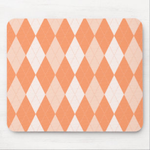 Alfombrilla De Ratón Argyle naranja pastel mandarina forma de diamante