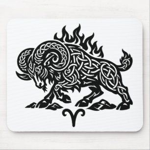 Alfombrilla De Ratón Aries Fuego‑Carnero – Zodiaco de Tinta Embrujada C