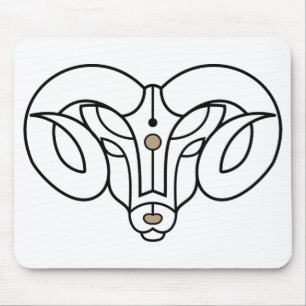 Alfombrilla De Ratón Aries la astrología de oro Ram y zodiaco negro