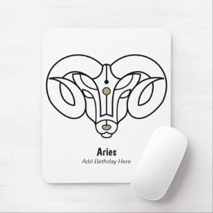 Alfombrilla De Ratón Aries, la personalización del carnero de oro negro