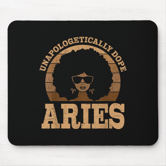 Alfombrilla De Ratón Aries Queen Afro Hair Black Woman Zodiac Rótulo (Frente)