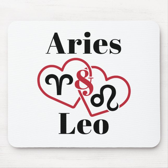 Alfombrilla De Ratón Aries y Parejas Leo Horóscopo Zodiaco (Frente)