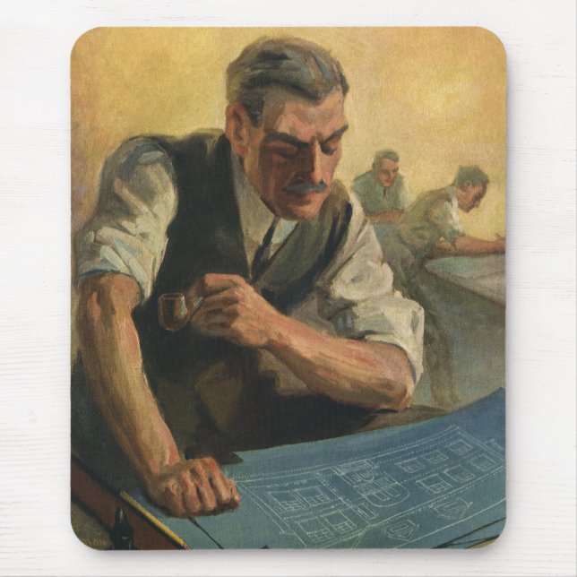 Alfombrilla De Ratón Arquitecto de negocios de época y programas de con (Frente)