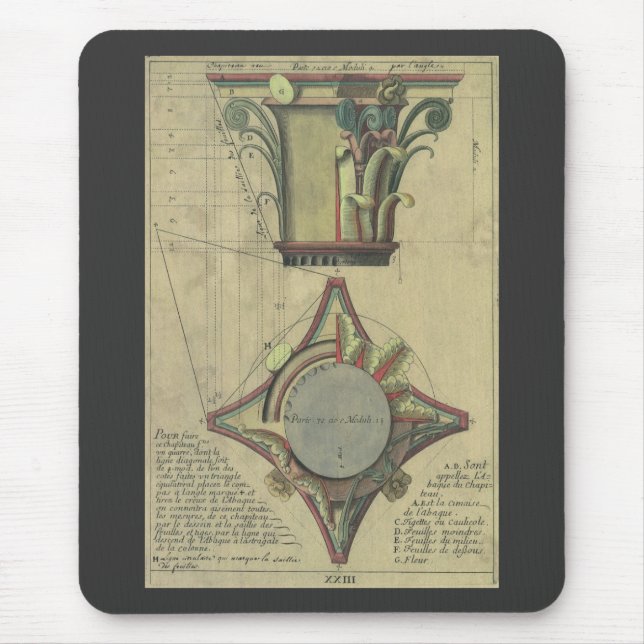 Alfombrilla De Ratón Arquitectura de época, corona de capital decorativ (Frente)