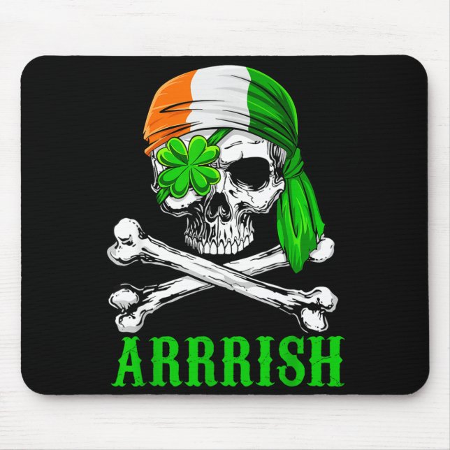 Alfombrilla De Ratón Arrish Irish Rate Skull St Patricks Day Clover Gif (Frente)