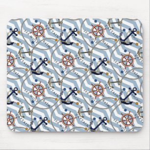 Alfombrilla De Ratón Arroyo de anclaje náutico raya blanca azul zigzag