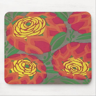 Alfombrilla De Ratón Art Deco Grandes Flores Rojas Mousepad