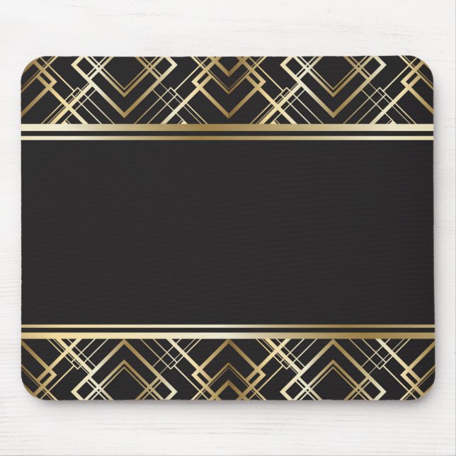 Alfombrilla De Ratón Art déco, negro, oro, elegante, elegante,