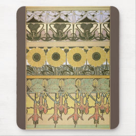 Alfombrilla De Ratón Art nouveau alphonse・fuschia girasol flora