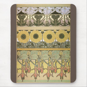 Alfombrilla De Ratón Art nouveau alphonse・fuschia girasol flora