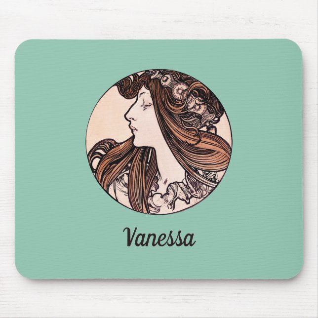 Alfombrilla De Ratón Art Nouveau Alphonse Mucha Boutique Fouquet Name (Frente)