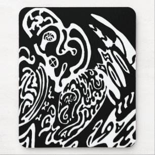Alfombrilla De Ratón Arte abstracto de B&W "Wave Creature"