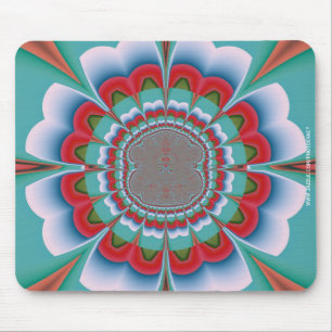 Alfombrilla De Ratón Arte abstracto de mandala psicodélico retro florec