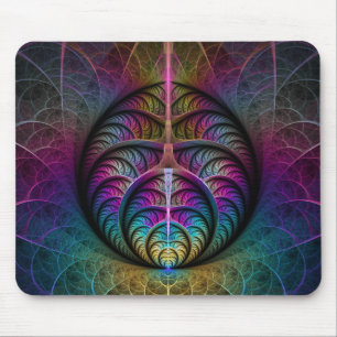 Alfombrilla De Ratón Arte abstracto fractal colorido alucinante