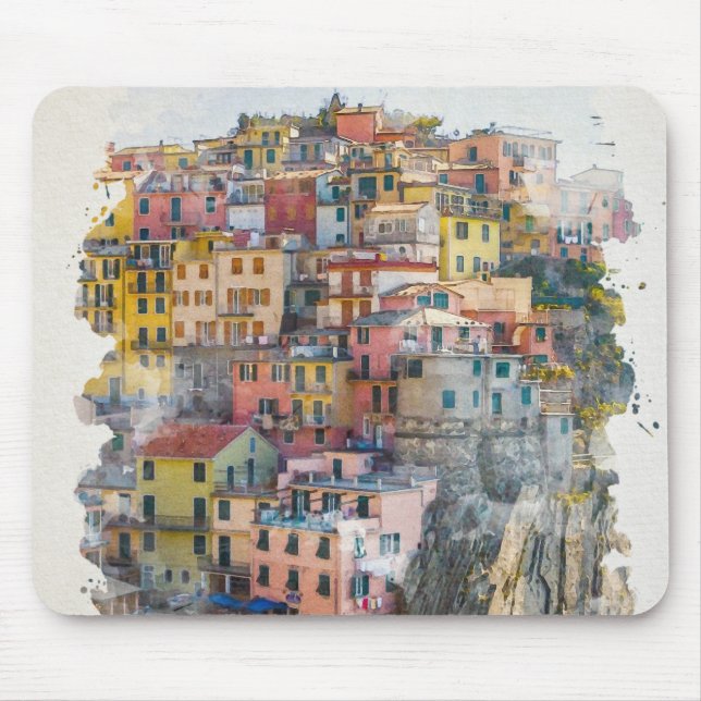 Alfombrilla De Ratón Arte acuático de Cinque Terre (Frente)