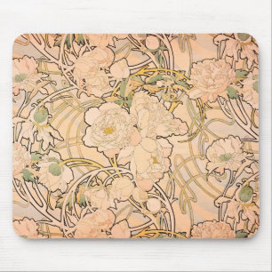 Alfombrilla De Ratón Arte Alfonse Mucha Peonías Nouveau