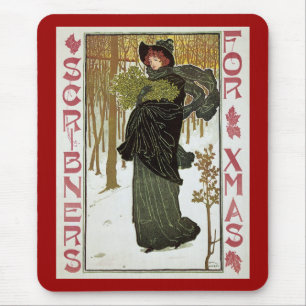 Alfombrilla De Ratón Arte antiguo de Navidad Nouveau Scribners Cover 18