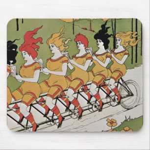 Alfombrilla De Ratón Arte antiguo modernista, Bicicleta tándem de rodam