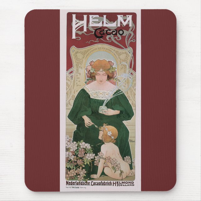 Alfombrilla De Ratón Arte Antiguo Modernista Helm Cacao por Privat Live (Frente)