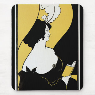 Alfombrilla De Ratón Arte Antiguo Modernista, Mujer Leyendo un Libro Am