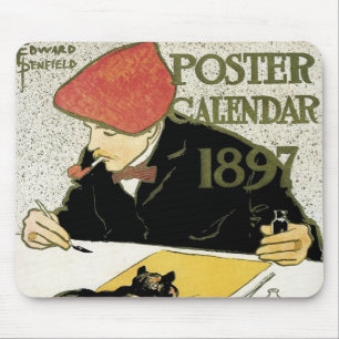 Alfombrilla De Ratón Arte Antiguo Moderno, Artista Pintando con Gato Ma