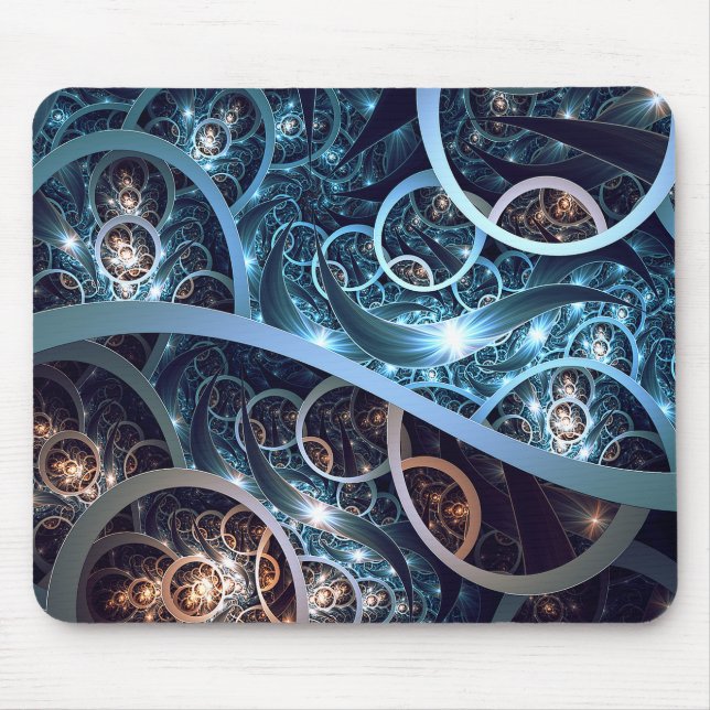Alfombrilla De Ratón Arte azul asombroso del fractal (Frente)
