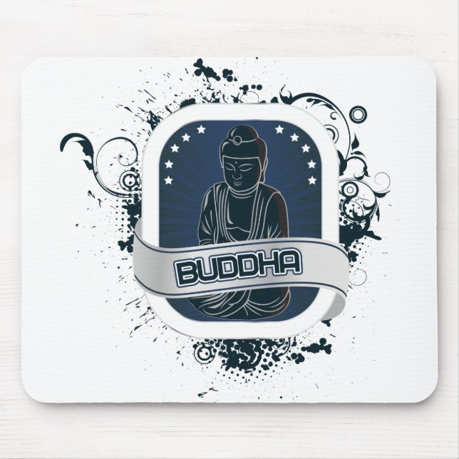 Alfombrilla De Ratón Arte azul de Buda (Frente)