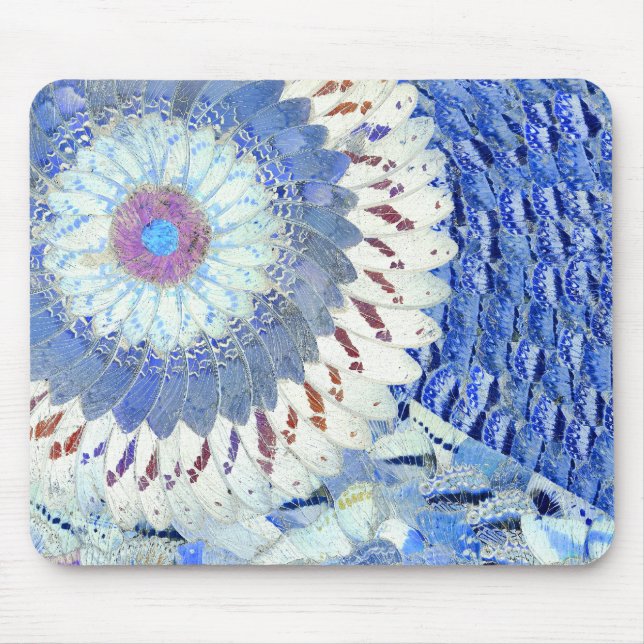 Alfombrilla De Ratón Arte azul Mousepad del ala de la mariposa (Frente)