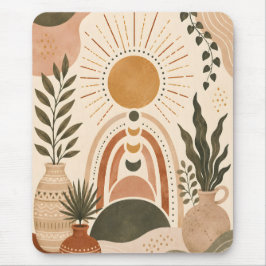 Alfombrilla De Ratón Arte botánico y sol boho
