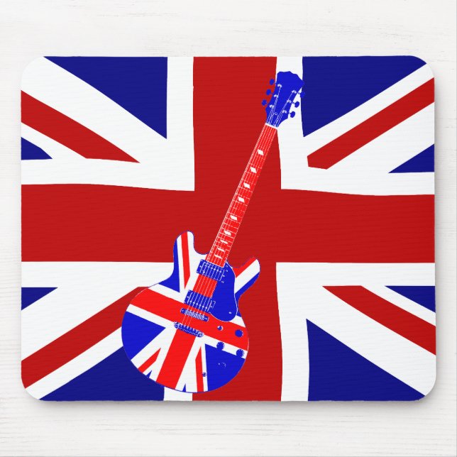 Alfombrilla De Ratón Arte británico 2 de la guitarra de Union Jack (Frente)