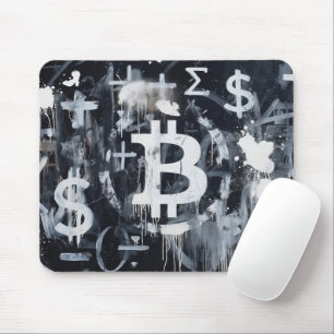 Alfombrilla De Ratón Arte Callejero de Moneda Bitcoin (Pintura Negra No