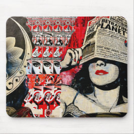 Alfombrilla De Ratón Arte callejero elegante de Guay Lady con periódico