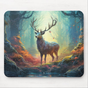 Alfombrilla De Ratón Arte colorido de la fauna silvestre Stag Deer Anim