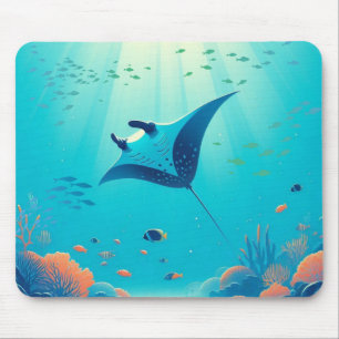 Alfombrilla De Ratón Arte costero clásico de manta raya