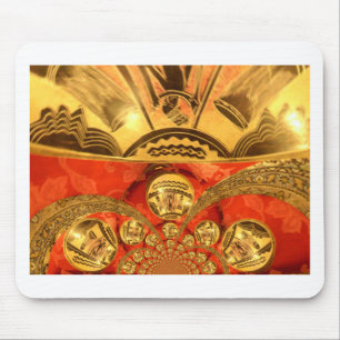 Alfombrilla De Ratón Arte Cultural Africano: Rico diseño rojo dorado