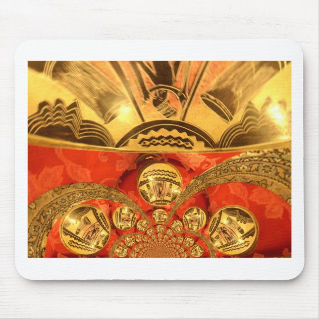 Alfombrilla De Ratón Arte Cultural Africano: Rico diseño rojo dorado (Frente)