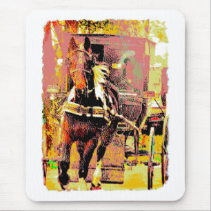 Alfombrilla De Ratón Arte de 8 bits de caballo Amish Pinto