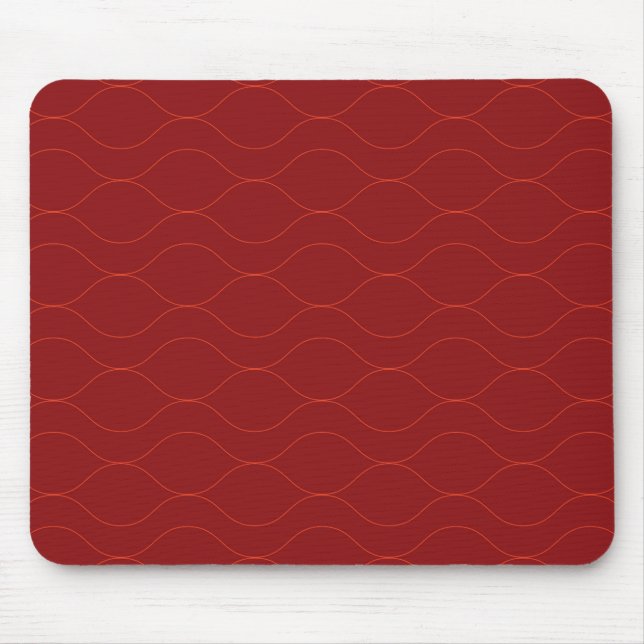 Alfombrilla De Ratón Arte de abstracción de onda fría, rojo, simple, el (Frente)