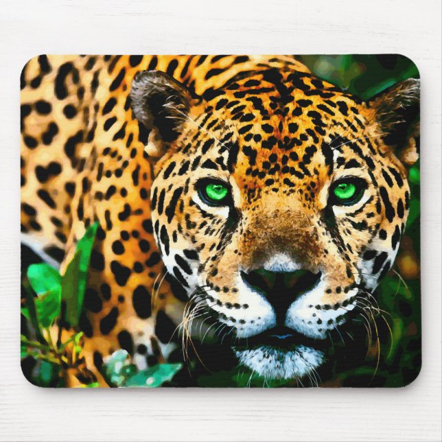 Alfombrilla De Ratón Arte de acrílico de la fauna de Jaguar (Frente)
